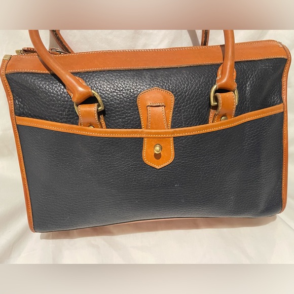 Dooney & Bourke Navy Blue and Brown Leather Hand Bag - Picture 4 of 13